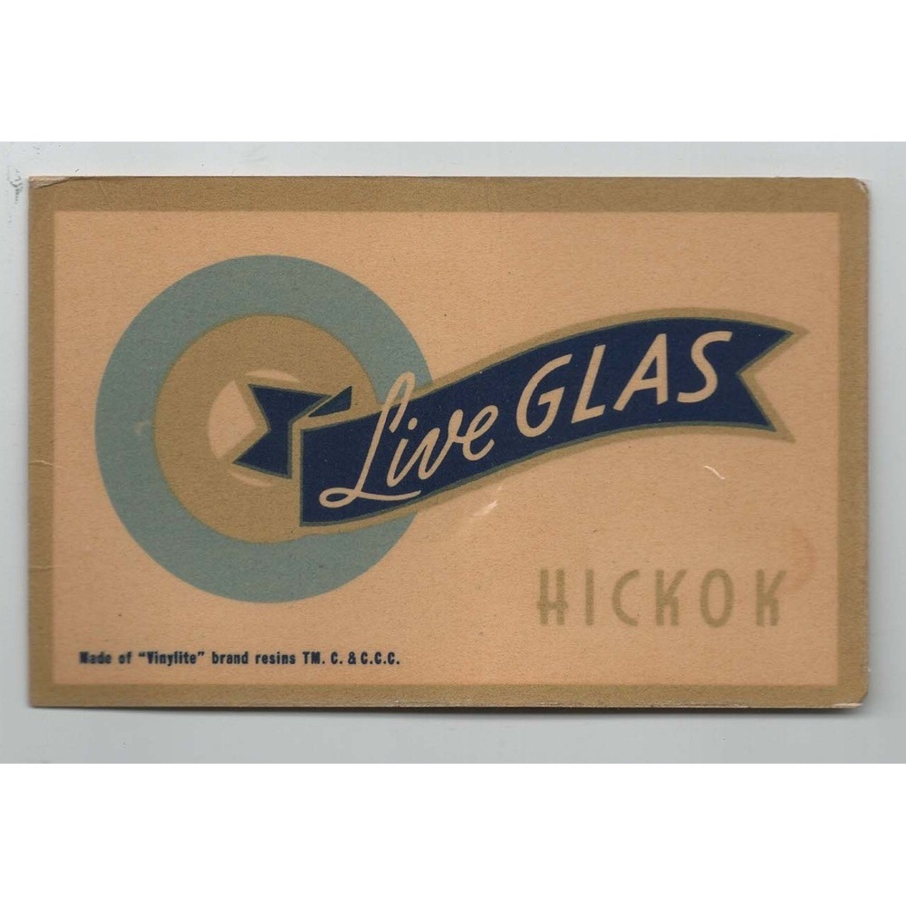 Vintage Hickok Live Glas Advertising Card Vinylite Resin Mid-Century Ephemera
